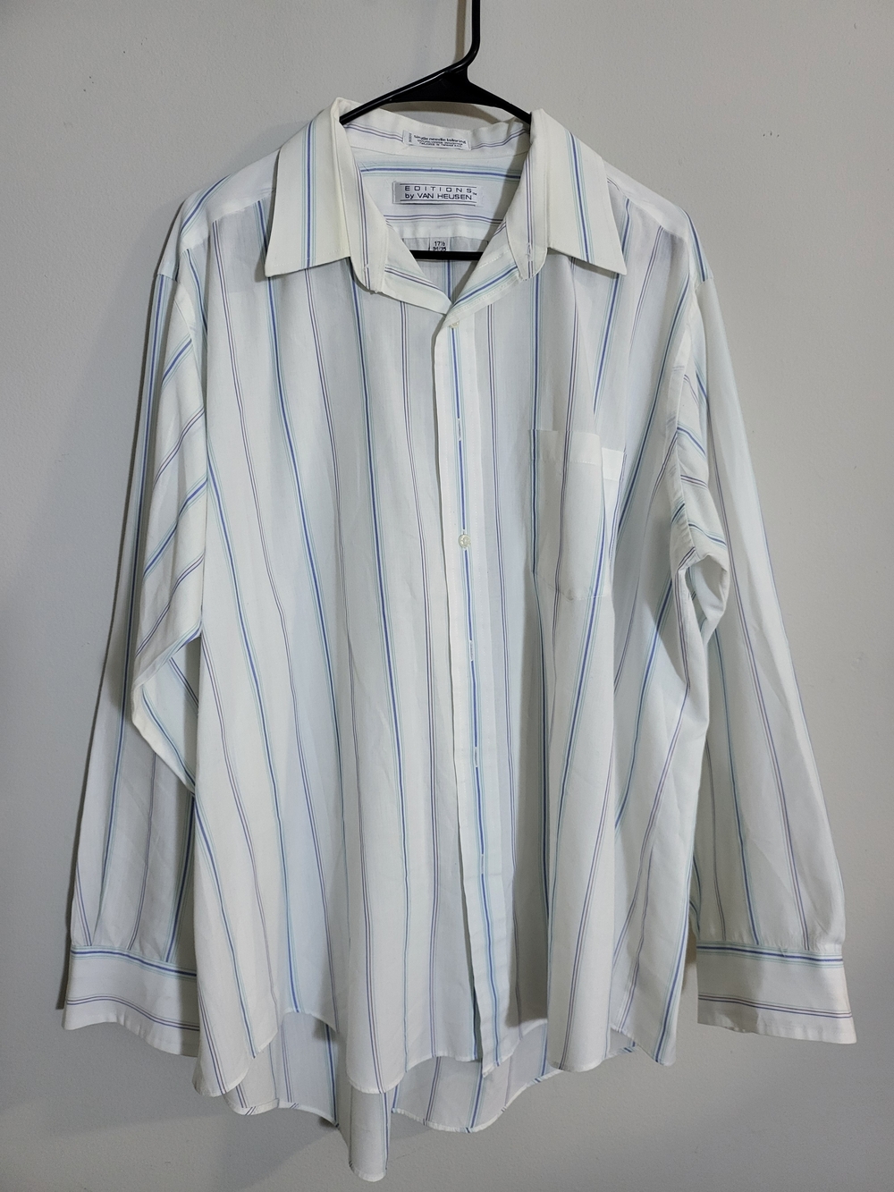 Van Heusen White Shirt with Light Blue & Gray Stripes